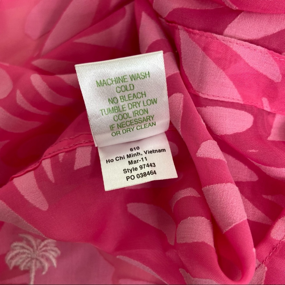 Lilly Pulitzer pink retro sheer floral collared top. XS - Picture 10 of 11